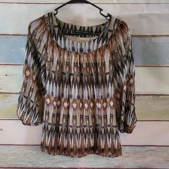 Sara Michelle Petite Multicolor 3/4 Sleeve Top - Picture 1 of 5
